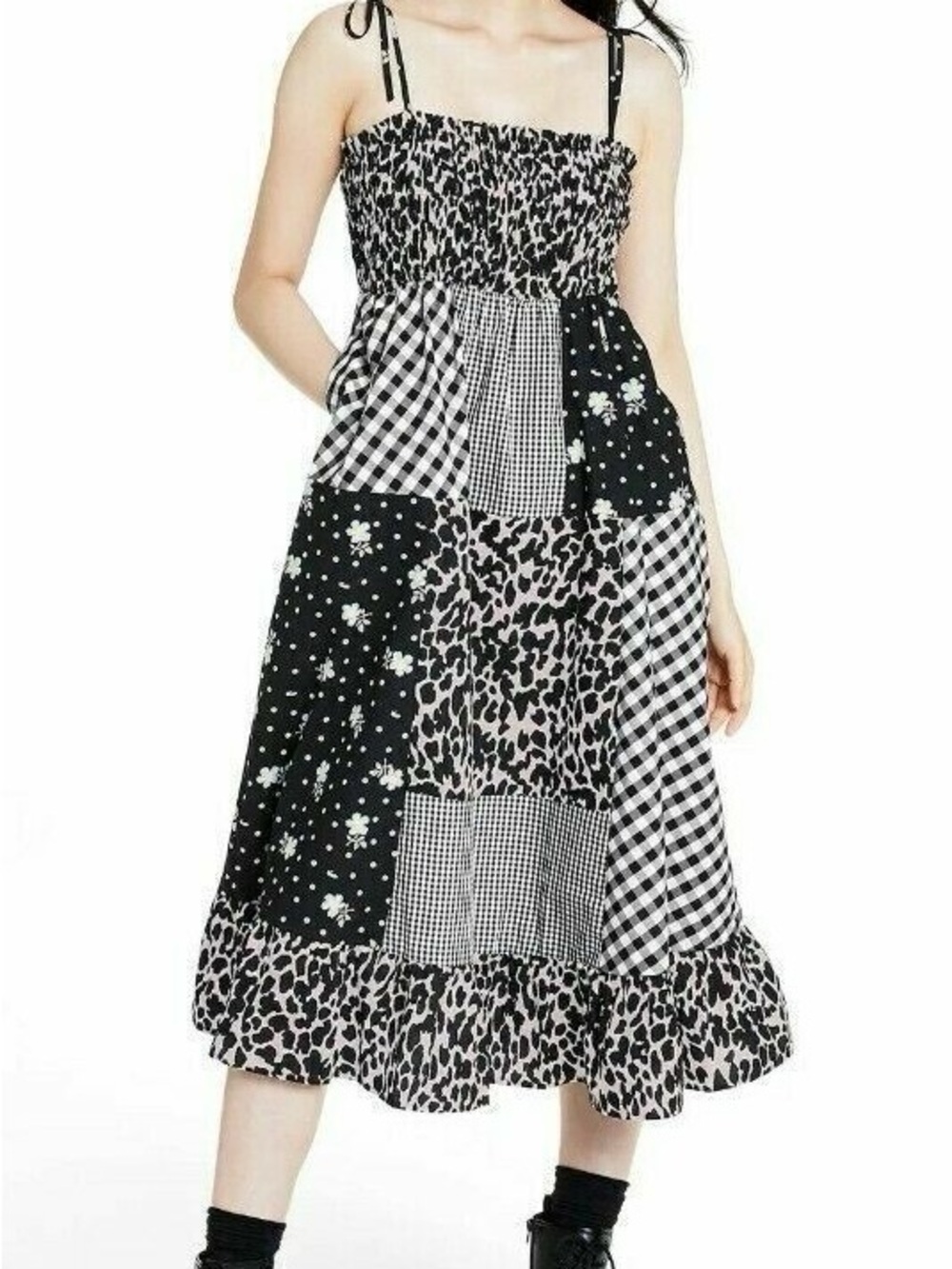Sandy Liang Black & White Patchwork Maxi Dress - Picture 2 of 2